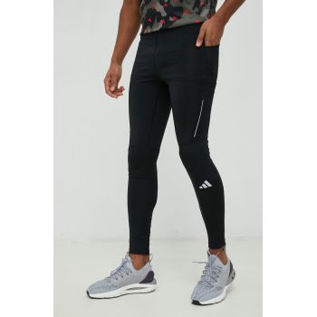 adidas Performance colanți de alergare Own the Run bărbați, culoarea negru, uni HM8444