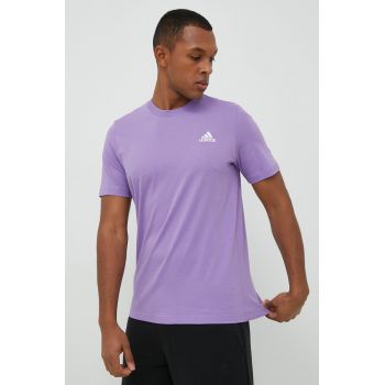 Adidas tricou din bumbac culoarea violet, neted