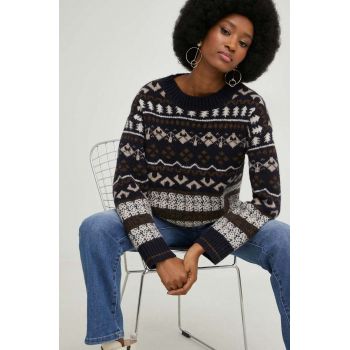 Answear Lab pulover din amestec de lana femei, culoarea albastru marin