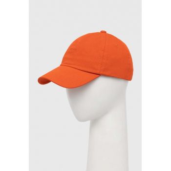 BOSS șapcă de baseball din bumbac BOSS ORANGE culoarea portocaliu, neted ieftina