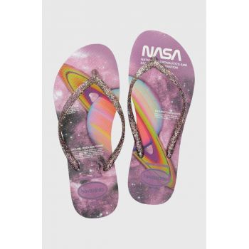 Havaianas slapi 4147261-0602P femei, cu toc plat, 4147261-0602P