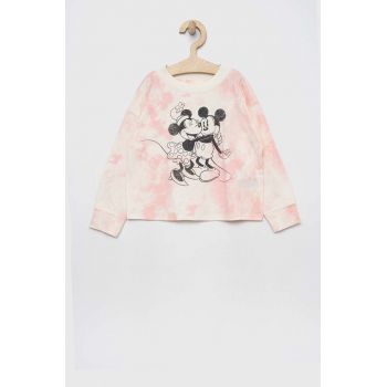 GAP longsleeve din bumbac pentru copii culoarea roz