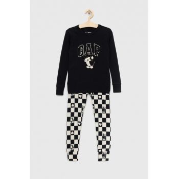 GAP pijamale de bumbac pentru copii x Disney culoarea negru, modelator