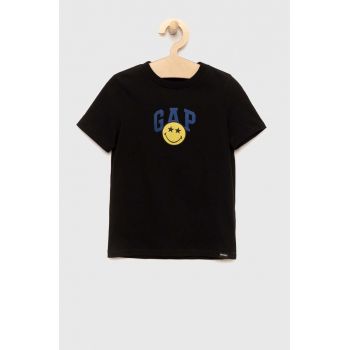 GAP tricou de bumbac pentru copii x Smiley culoarea negru, cu imprimeu