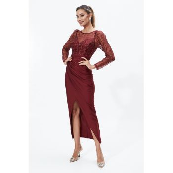 Rochie Fancy Bordo ieftina