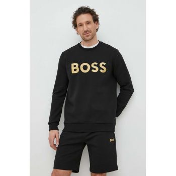 BOSS bluza BOSS GREEN barbati, culoarea negru, cu imprimeu