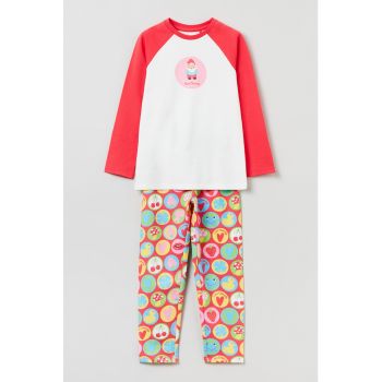 Pijama cu pantaloni lungi si imprimeu grafic