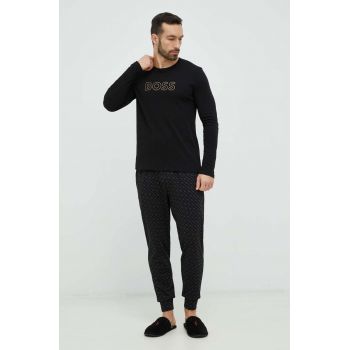 BOSS pijamale de bumbac culoarea negru, modelator