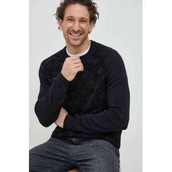 BOSS pulover din amestec de lana barbati, culoarea negru, light