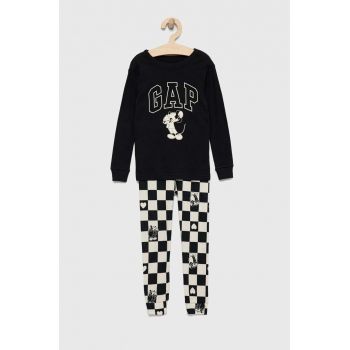 GAP pijamale de bumbac pentru copii x Disney culoarea negru, modelator