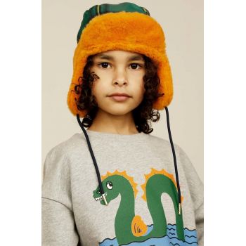 Mini Rodini caciula copii culoarea portocaliu, din tricot gros de firma originala