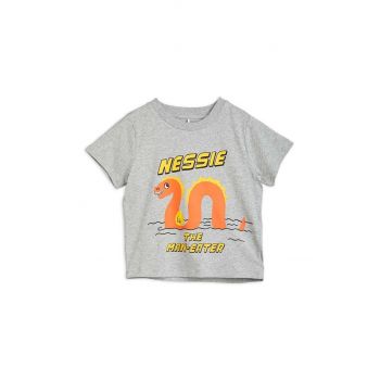 Mini Rodini tricou copii culoarea gri, cu imprimeu