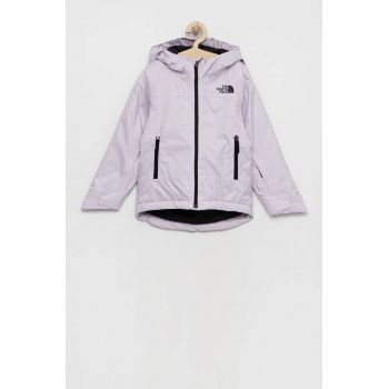 The North Face geaca de snowboard pentru copii culoarea violet