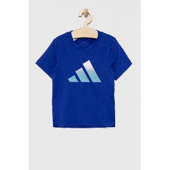 Adidas tricou copii B TI TEE culoarea albastru marin, cu imprimeu ieftin