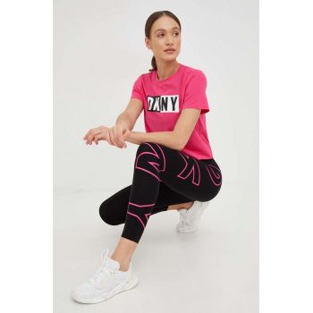 Dkny colanti femei, culoarea negru, cu imprimeu ieftini