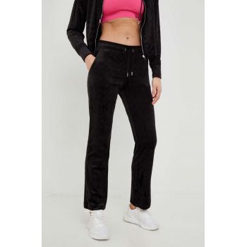 Dkny pantaloni de trening femei, culoarea negru, cu imprimeu