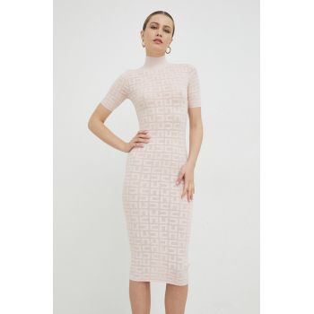 Elisabetta Franchi rochie culoarea roz, midi, mulata