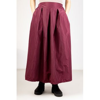 Fusta bordo, maxi, ampla din tafta