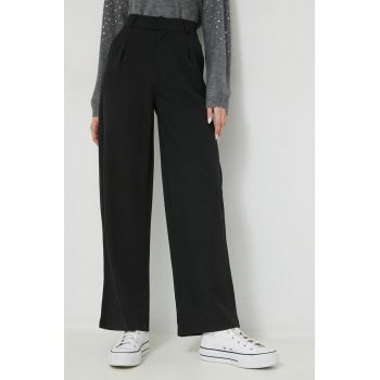 JDY pantaloni Catia femei, culoarea negru, drept, high waist