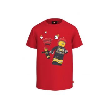 Lego tricou de bumbac pentru copii City culoarea rosu, cu imprimeu