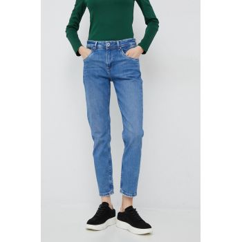 Pepe Jeans jeansi Violet femei high waist de firma originali
