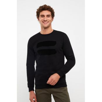 Bluza sport din amestec de bumbac cu decolteu la baza gatului