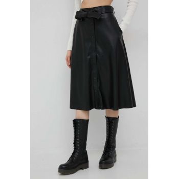 Dkny fusta culoarea negru, midi, drept