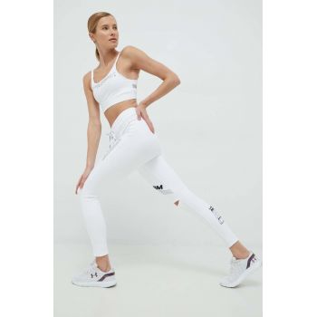 LaBellaMafia leggins de antrenament Essentials femei, culoarea alb, cu imprimeu