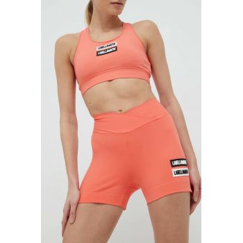 LaBellaMafia pantaloni scurți de antrenament Go On femei, culoarea portocaliu, cu imprimeu, high waist