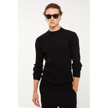 Pulover cu aspect striat si maneci raglan