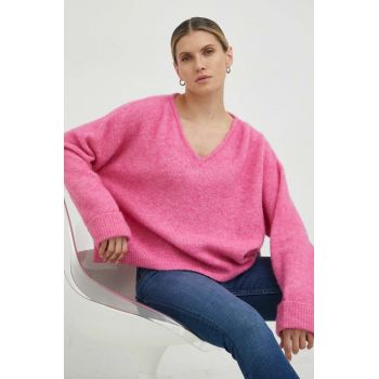 American Vintage pulover din amestec de lana femei, culoarea roz de firma original