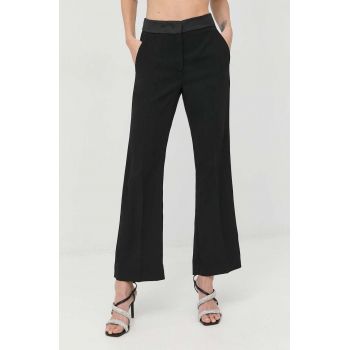 Marella pantaloni femei, culoarea negru, drept, medium waist