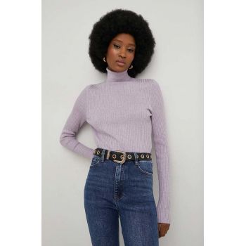 Answear Lab pulover femei, culoarea violet, light, cu guler