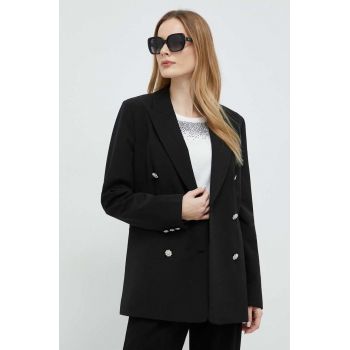 Custommade sacou Firdos culoarea negru, cu doua randuri de nasturi, neted