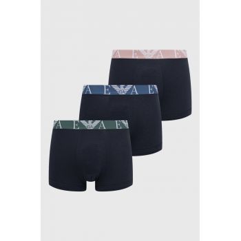 Emporio Armani Underwear boxeri 3-pack barbati, culoarea albastru marin