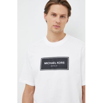 Michael Kors tricou din bumbac culoarea alb, cu imprimeu