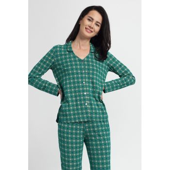 Pijama cu imprimeu - nasturi si buzunare laterale