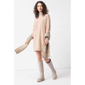 Rochie-pulover din amestec de lana cu maneci cazute