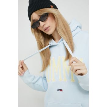 Tommy Jeans bluza femei, cu glugă, cu imprimeu
