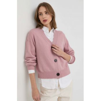 Weekend Max Mara cardigan din amestec de lana femei, culoarea roz, light