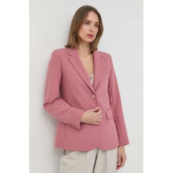 Weekend Max Mara sacou culoarea roz, un singur rand de nasturi, neted