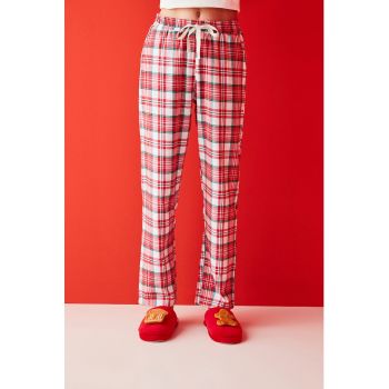 Pantaloni de pijama in carouri cu snur