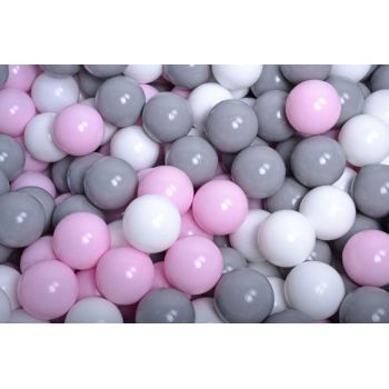Set 200 bile din plastic 7 cm MeowBaby pentru centru de joaca gri roz pastel alb ieftina