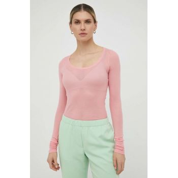 American Vintage longsleeve din bumbac culoarea roz