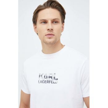 Karl Lagerfeld tricou barbati, culoarea alb, cu imprimeu