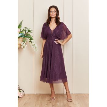 Rochie de ocazie din voal cu glitter Darling Violet