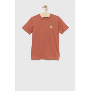 Adidas Originals tricou de bumbac pentru copii culoarea portocaliu, neted