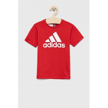 Adidas tricou de bumbac pentru copii LK BL CO culoarea rosu, cu imprimeu