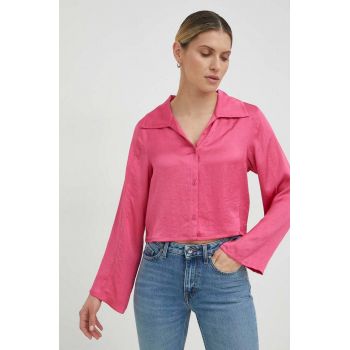 American Vintage camasa femei, culoarea roz, cu guler clasic, regular ieftina