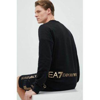 EA7 Emporio Armani bluza barbati, culoarea negru, cu imprimeu